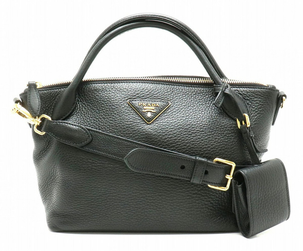 Prada VIT DAINO Handbag Crossbody Bag Leather NERO Black